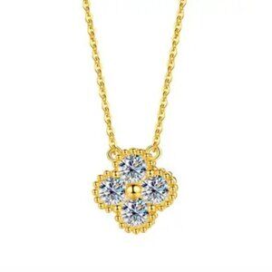 Moissanite Four Leaf Clover Necklace in Gold
